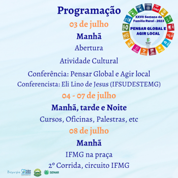 27ª Semana da Família Rural do IFMG/SJE acontecerá em julho