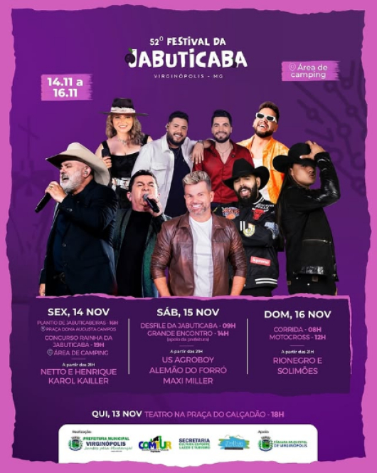 Tradicional Festival da Jabuticaba em Virginópolis tem início nesta sexta