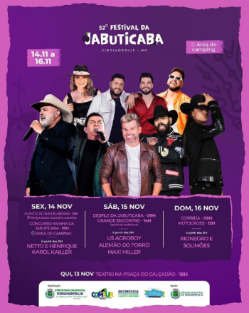 Tradicional Festival da Jabuticaba em Virginópolis tem início nesta sexta