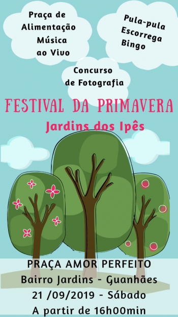 GUANHÃES: Moradores do bairro Jardins vão realizar Festival da Primavera na Praça Amor Perfeito