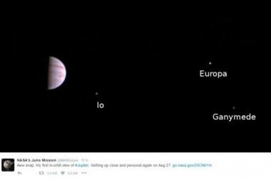 Sonda espacial Juno envia primeira imagem da órbita de Júpiter