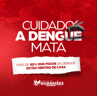 Município de Guanhães reforça alerta contra a dengue: mais de 80% dos focos do mosquito estão dentro das casas