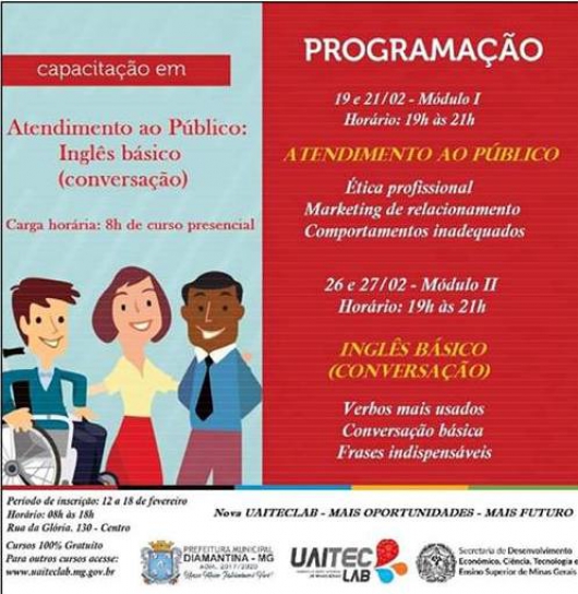 Diamantina oferta curso de inglês básico à população