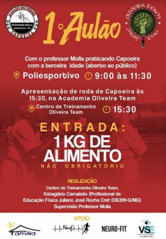 1° Aulão “Praticando Capoeira com a Terceira Idade” acontece neste sábado em Guanhães