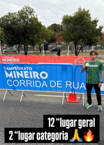 Lucas Magno, atleta patrocinado pela Rádio Folha FM, conquista 2º Lugar por categoria em Campeonato Mineiro de Corrida de Rua