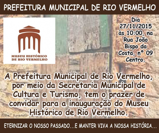 Prefeitura de Rio Vermelho inaugura Museu Histórico nesta sexta-feira