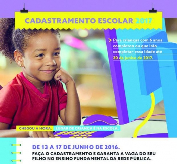 Atenção pais: Cadastramento escolar para 2017 termina nesta sexta em Guanhães