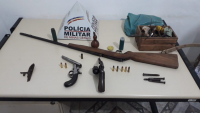 Homem &eacute; preso em Santa Maria do Sua&ccedil;u&iacute; por posse ilegal de armas de fogo