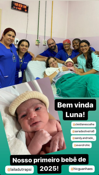 Primeiro bebê guanhanense nascido em 2025 veio ao mundo 04 minutos após a virada!
