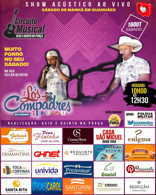 Sábado é dia de Circuito Musical em Guanhães