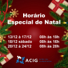 ACIG divulga horários especiais do comércio guanhanense em época natalina!