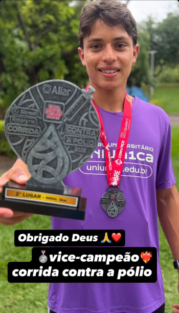 AINDA SOBRE ESPORTE: Atleta Lucas Magno &eacute; vice-campe&atilde;o em corrida contra a p&oacute;lio e Ipatinga
