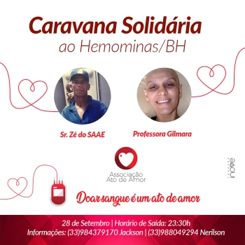DOAÇÃO DE SANGUE: Ainda há vagas na Caravana da Associação Ato de Amor que segue rumo à capital nesta sexta