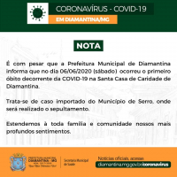 Diamantina registra primeiro óbito por COVID-19