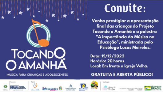 Alunos do Projeto Tocando o Amanhã farão apresentação gratuita e aberta ao público esta semana em Guanhães