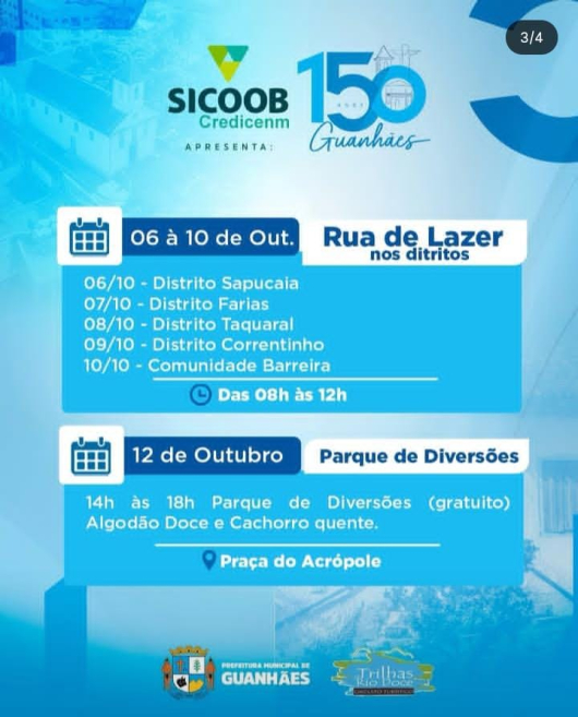 Festividades dos 150 Anos de Guanhães terão início neste final de semana com evento Gospel na Praça da Acrópole