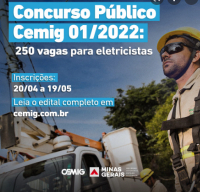 Inscrições do concurso para eletricista de distribuição da Cemig começam nesta quarta