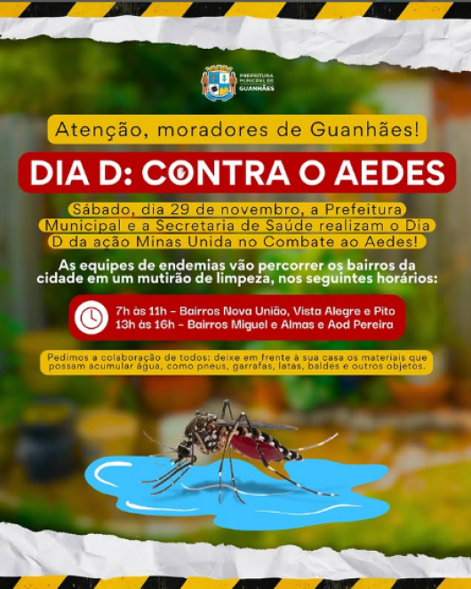 Guanhães vai realizar Dia D contra o Aedes Aegypti