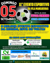 MATERLÂNDIA: Após dois anos com atividades suspensas, Vila Mangueiras vai realizar 11º Evento Esportivo em setembro