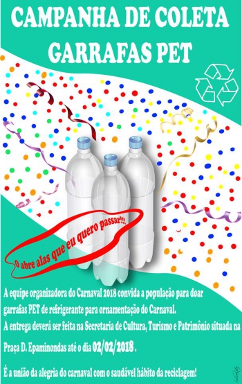 Serro lança campanha de coleta de garrafa pet para ornamentação do Carnaval