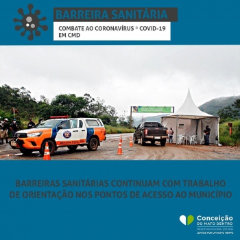Conceição do Mato Dentro tem barreiras sanitárias nos quatro pontos de acesso ao município