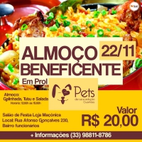 Almoço Beneficente em prol dos Pets de Rua