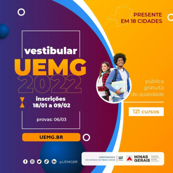 Prazo para as inscrições no vestibular UEMG 2022 termina nesta quarta