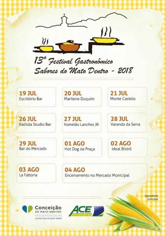 Conceição do Mato Dentro vai receber o 13º Festival Gastronômico Sabores do Mato Dentro 2018