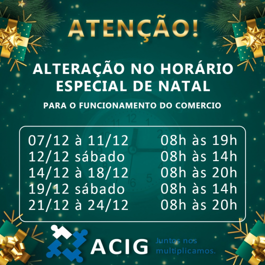 NATAL: Após solicitação da Vigilância Sanitária, ACIG altera calendário de funcionamento do comércio