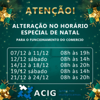 NATAL: Após solicitação da Vigilância Sanitária, ACIG altera calendário de funcionamento do comércio