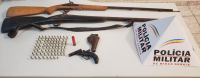 Armas de fogo que poderiam ser usadas em feminicídio são apreendidas em Senhora do Porto