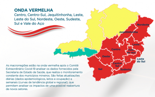 Taxa de incidência da Covid segue em alta e Comitê Estadual mantém dez regiões na onda vermelha do Minas Consciente