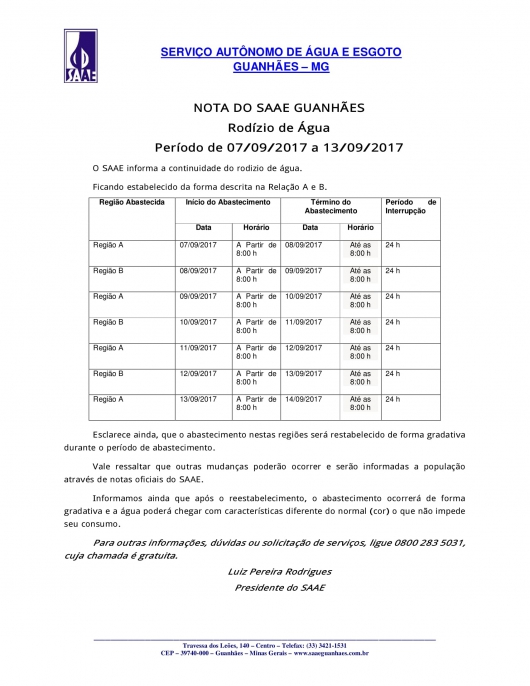 CRISE HIDRICA: Sistema de rodízio entre bairros permanece e abastecimento continua em dias alternados