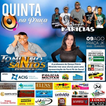Hoje é dia de Quinta na Praça! Confira as atrações da noite...