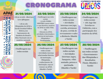 APAE Guanhães divulga cronograma de atividades em alusão à Semana Nacional da Pessoa com Deficiência Intelectual e Múltipla