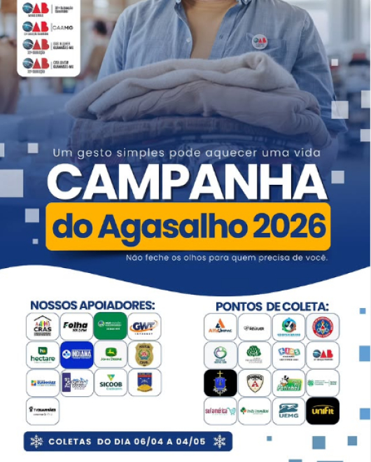 Antes que o frio chegue de vez, participe da Campanha do Agasalho 2026 promovida pela 32&ordf; Subse&ccedil;&atilde;o da OAB em Guanh&atilde;es