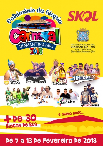 Carnaval de Diamantina terá abertura oficial nesta quarta-feira!