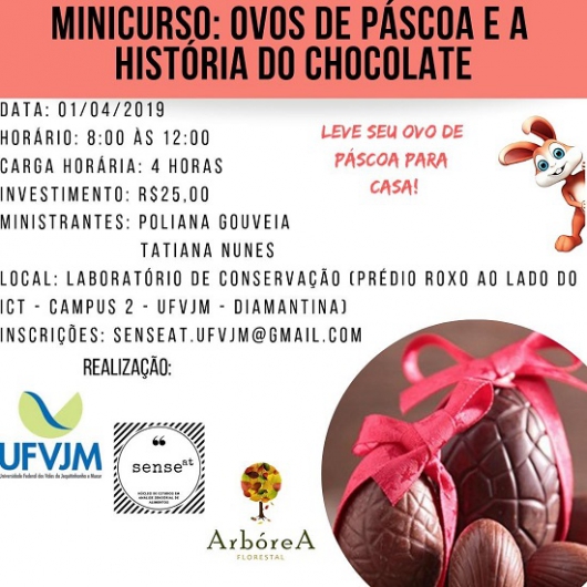 DIAMANTINA: UFVJM abre inscrições para minicurso de Ovos de Páscoa e a História do Chocolate