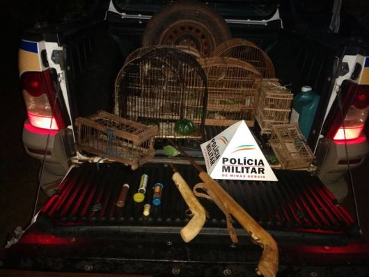 PM prende autor e apreende armas e pássaros na zona rural de Santa Maria do Suaçuí