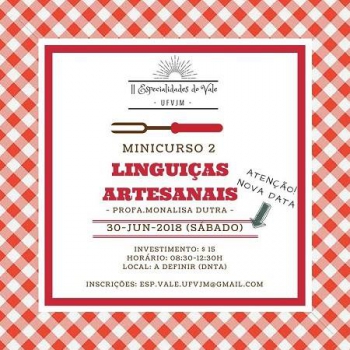 Abertas as inscrições para o Minicurso de Linguiças Artesanais da UFVJM