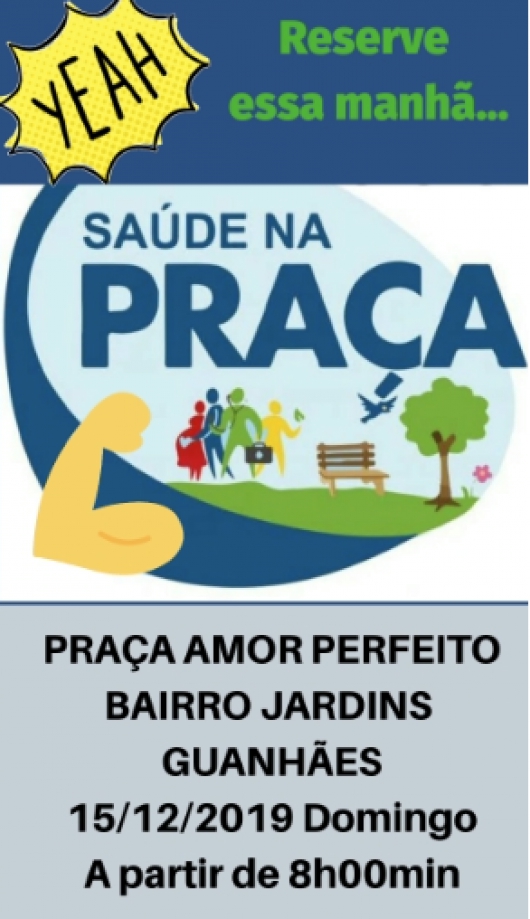 SAÚDE NA PRAÇA: Praça Amor Perfeito vai sediar evento voltado para a saúde no próximo domingo