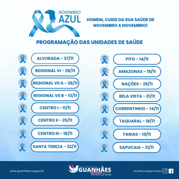 NOVEMBRO AZUL: Confira os PSFs onde haverá ações nesta semana em Guanhães