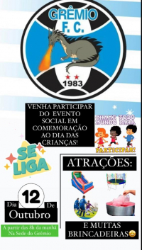 12 DE OUTUBRO: Grêmio Futebol Clube vai promover evento social em celebração ao Dia das Crianças