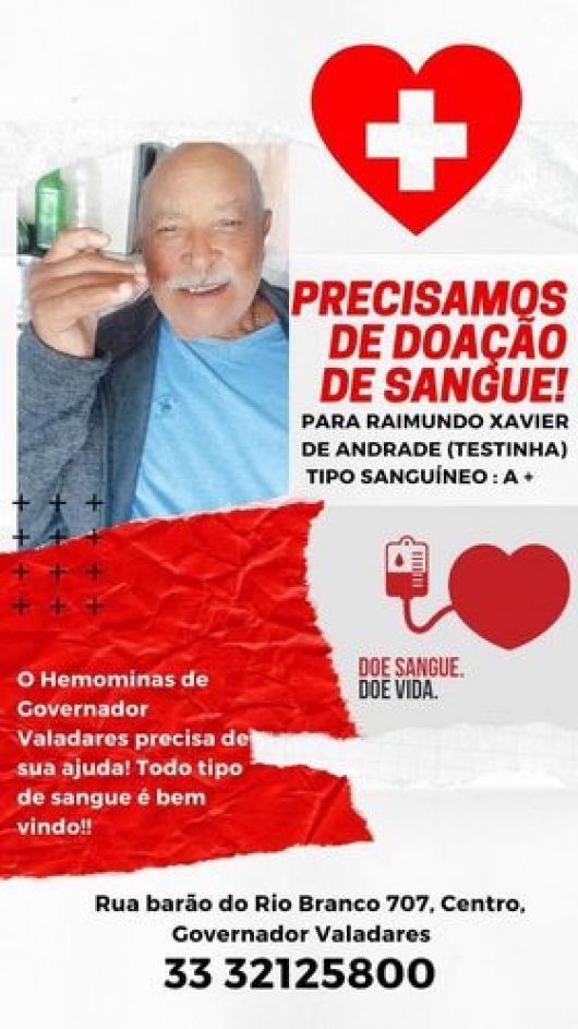 SOLIDARIEDADE: Guanhanense necessita de doações de sangue