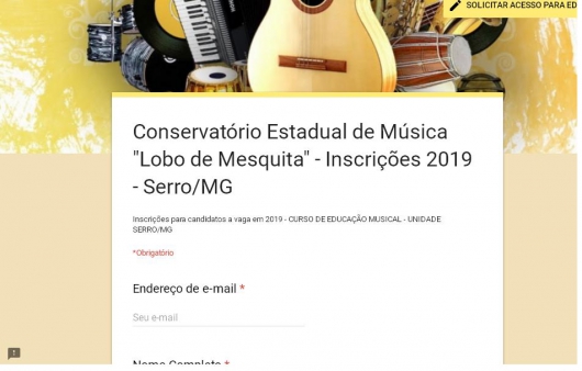 Estão abertas as inscrições para o Curso de Educação Musical em Serro