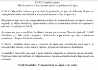 NOTA DO SAAE GUANHÃES SOBRE QUEDA NA VAZÃO DE ÁGUA