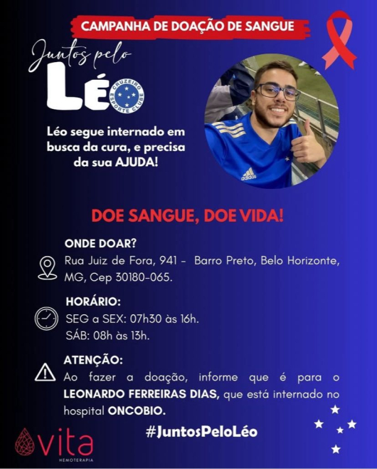 Guanhanense Léo segue internado e precisa novamente de doações de sangue