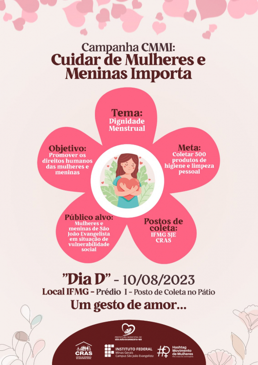 &quot;CUIDAR DE MULHERES E MENINAS IMPORTA&quot; IFMG/SJE promove Campanha para arrecadar produtos de higiene e limpeza pessoal