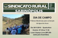 Sabinópolis realiza hoje Dia de Campo com foco na contenção da água de chuva