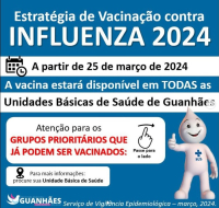 Campanha Estadual de vacinação contra a Influenza começa nesta segunda-feira, 25